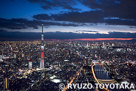 墨田区上空 夕景 東京都 12月