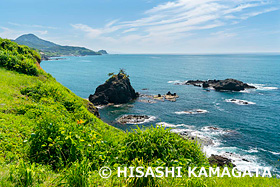 鴎が鼻　福浦海岸　弁天岩　旗持山　日本海　新潟県　6月