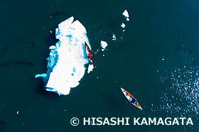 カヌー 流氷 根室海峡 野付半島 ドローン撮影 北海道 3月