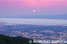 散居村の朝日 砺波平野　富山県　6月