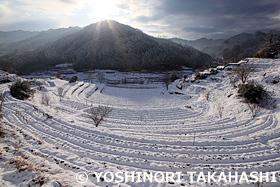 雪の稲渕棚田　奈良県　2月