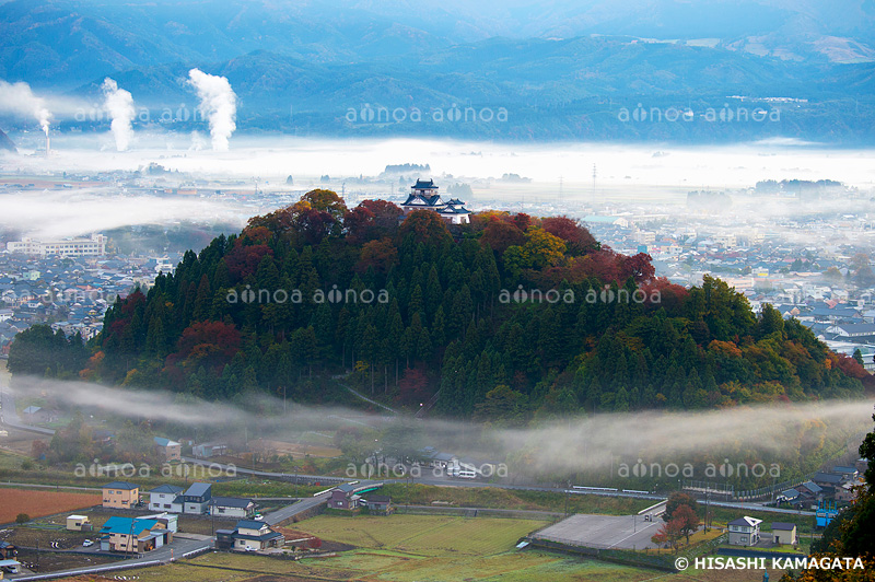 天空の城 越前大野城雲海　紅葉　福井県　11月