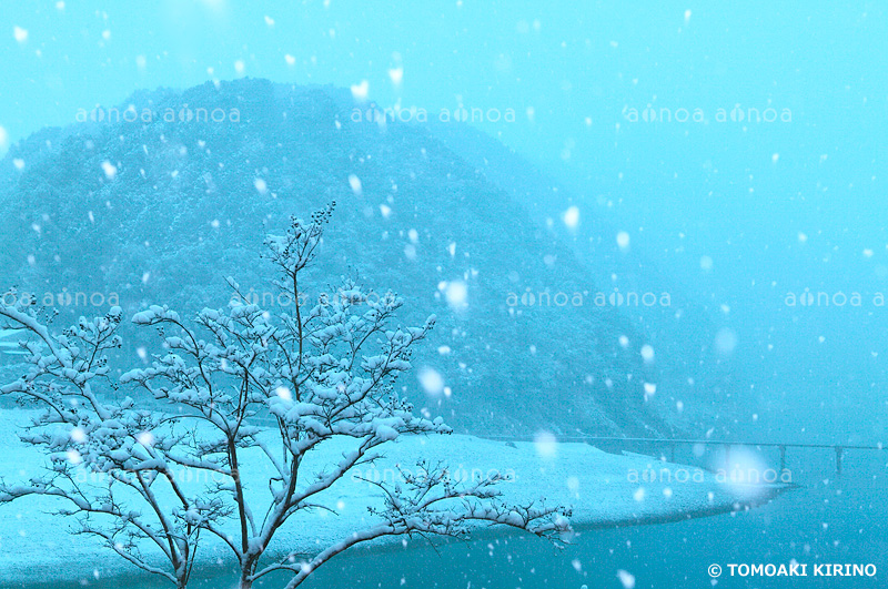 雪の四万十川　高知県