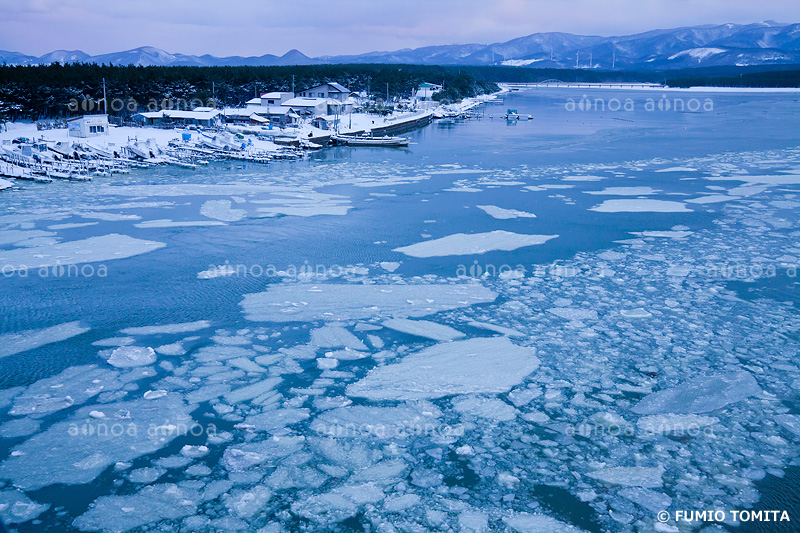 十三湖　流氷の朝　青森県　1月